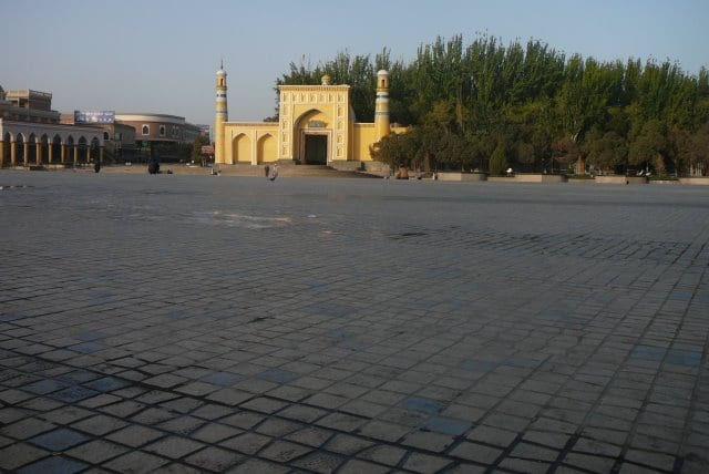 Id Kah Square An empty square in front of the Id Kah Mosque in Kashgar