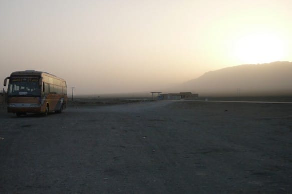 Xinjiang Sleeper Bus A sleeper bus in the China desert of the Xinjiang province