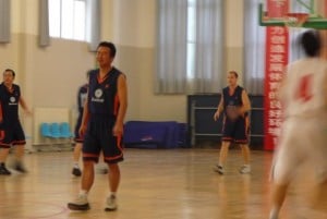 Walking down the basketball court in Xinjiang, China