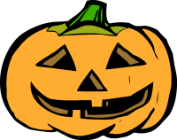 A carved Halloween pumpkin