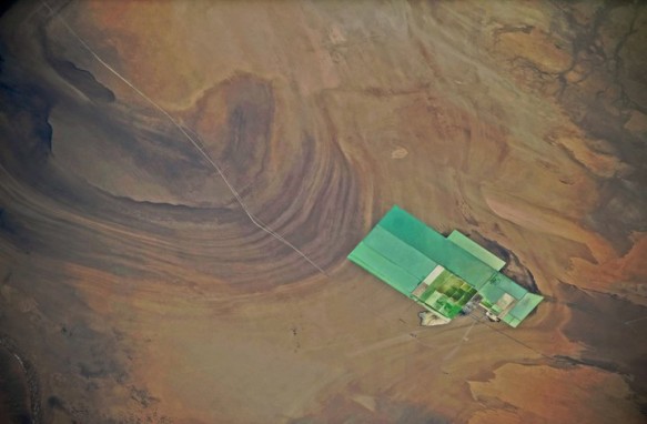 Xinjiang Potash Fertilizer Plant A view from space of Xinjiang's fertilizer plant in the China desert