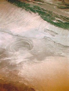 A satellite image of Lop Nor