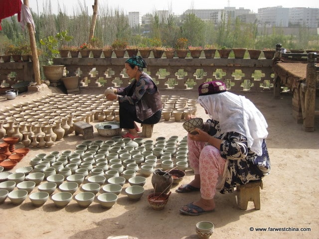 Kashgar Old City Pottery Women making pottery in Kashgar's Old City