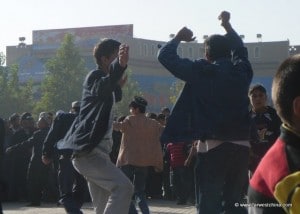 Uyghur men dancing in Kashgar