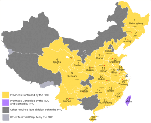 A map of all of China's provinces