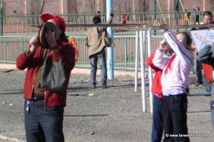 Chinese students flying a kite