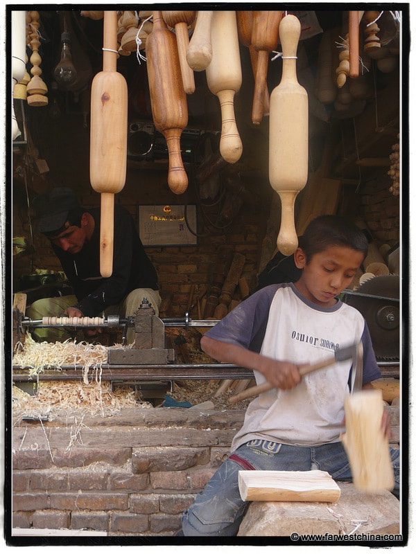 Uyghur Woodwookers Two Uyghur woodworkers in Kashgar's Old City
