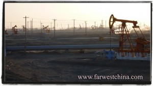 Endless Oil rigs in Xinjiang's desert