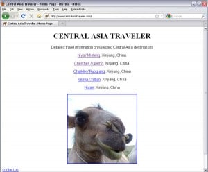 A screen shot of Centra Asia Traveler