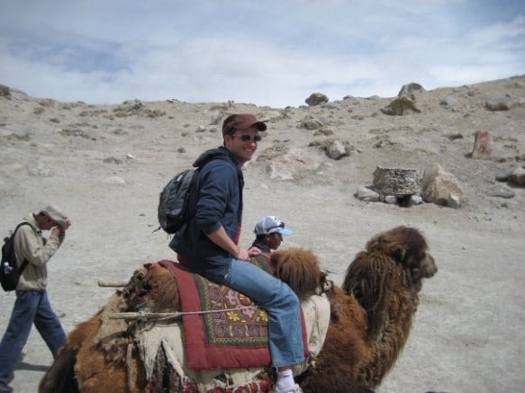 Glen and Surly McTwoHumps Glen on a donkey, nicknamed "Surly McTwoHumps"