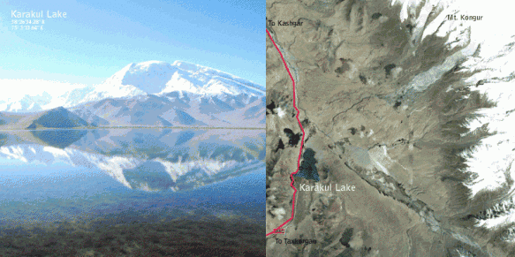 Karakul Lake A geological map and picture of Karakul Lake in Xinjiang