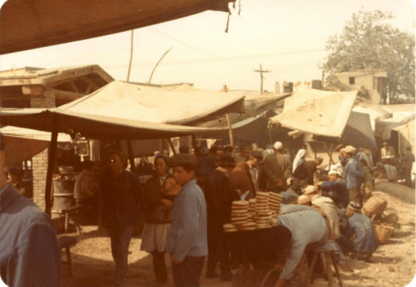 A Uyghur bread seller in Kashgar, Xinjiang in 1983