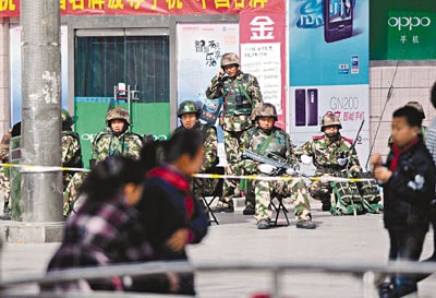 Kashgar Police A photo on Wednesday of a street in Yacheng in Xinjiang, China