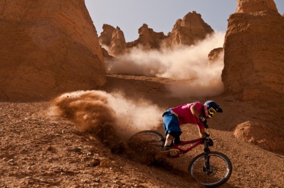 Extreme biking in Turpan, a city in Xinjiang, China