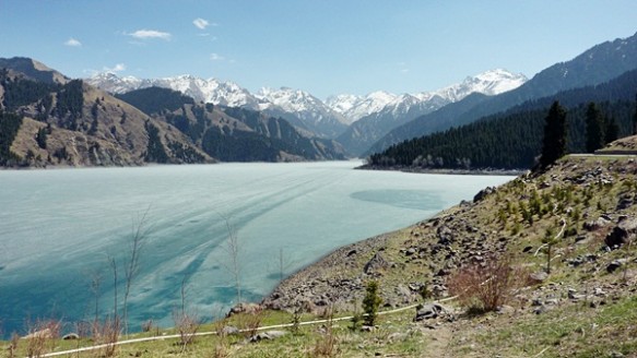 Urumqi's Heavenly lake in Xinjiang, frozen