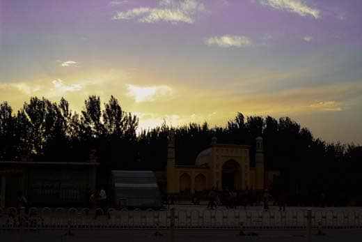 Kashgar's Id Kah Mosque at Dusk The Id Kah mosque in Kashgar Xinjiang at beautiful dusk