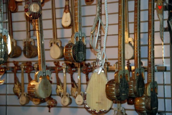 An instrument shop at Urumqi's International Grand Bazaar