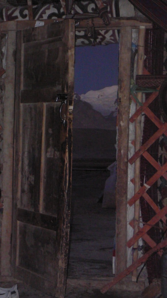 The door to a Kazakh Yurt near Karakul Lake in Xinjiang