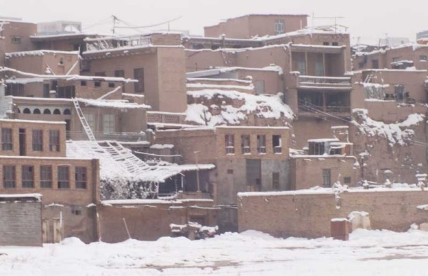 Kashgar's Old City covered in snow