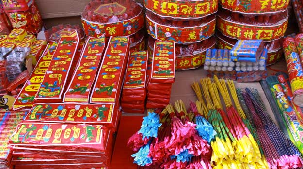 A firecracker seller in China