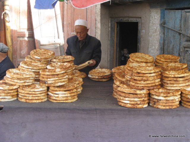 Stacks of flat Uyghur bread