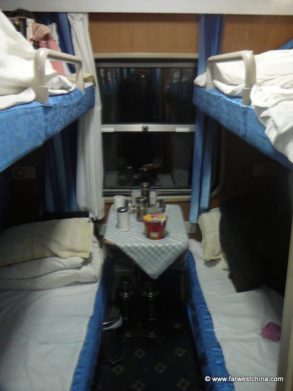 A view inside a Chinese soft sleeper compartment