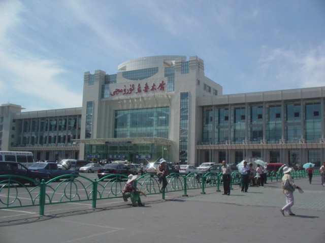 Urumqi train station The outside of the Urumqi train station