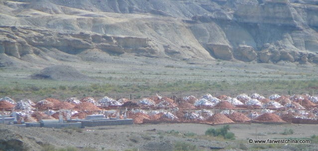 Modern Uyghur tombs in the Xinjiang, China desert