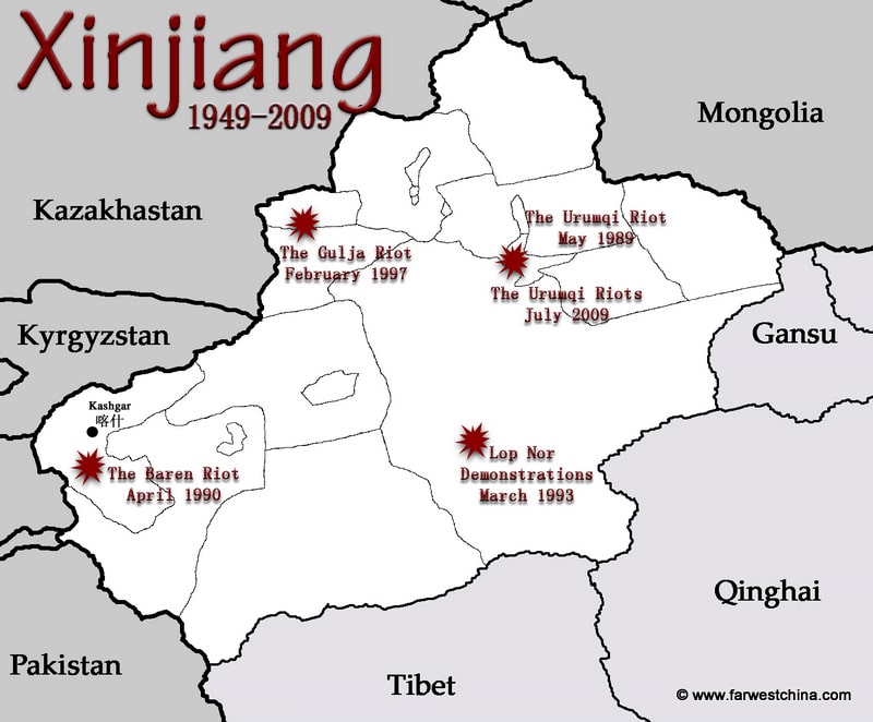 A Map of Xinjiang's recent riots