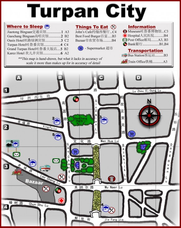 A map of Turpan in English