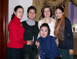 Uyghur women, including the bride on the far right