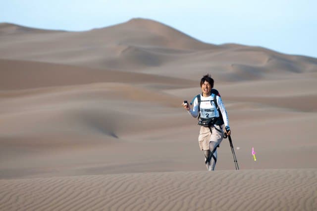 A Japanese competitor in the Gobi March 2010