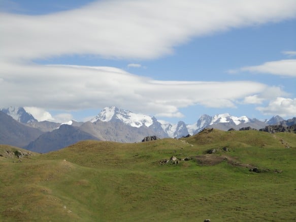 Beautiful grasslands and mountains at Heavenly Lake in Xinjiang, China