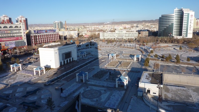The People's Square in Karamay, a town in Xinjiang, China