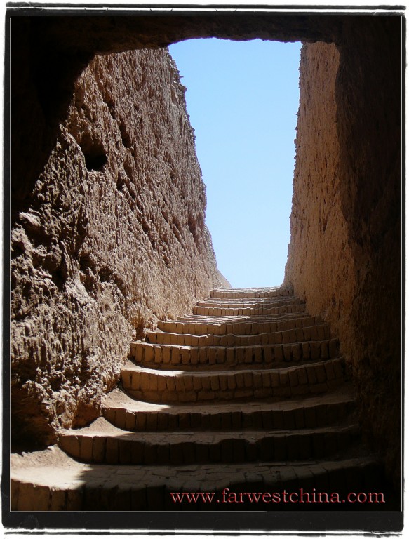 A view looking out of Turpan's Astana Tombs in Xinjiang