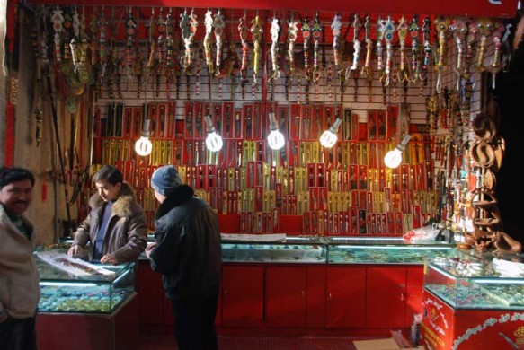 A Uyghur knife seller in Urumqi, Xinjiang