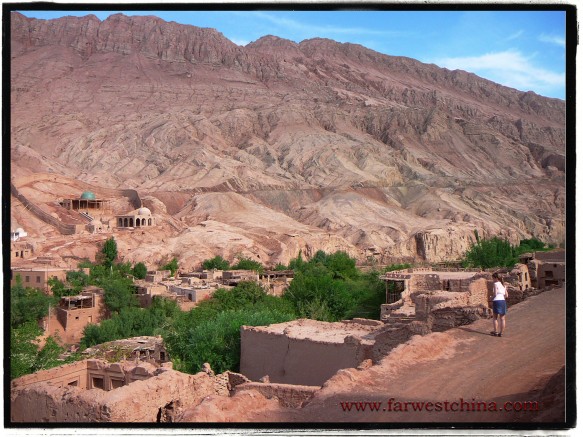 A view looking down on Tuyoq Valley in Turpan Xinjiang