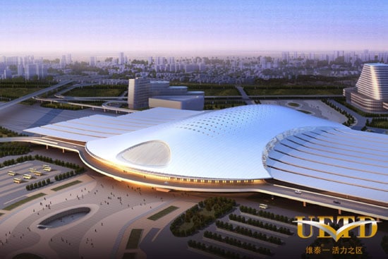 Outside the new Urumqi train station in Xinjiang