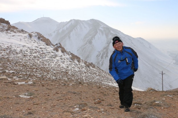 Our Uyghur hike leader on Yamalike Hill