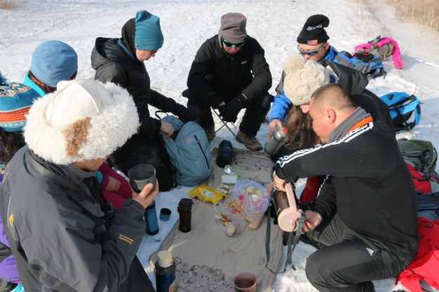 Stopping for lunch while hiking around Urumqi, Xinjiang