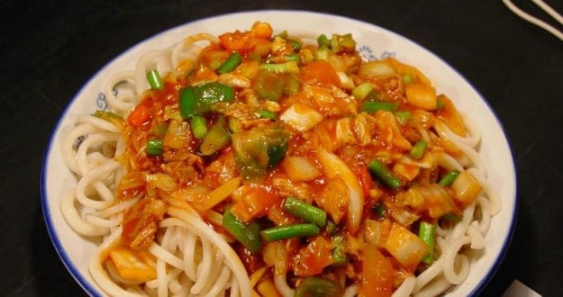 Uyghur Lagman, a specialty of the Xinjiang cuisine