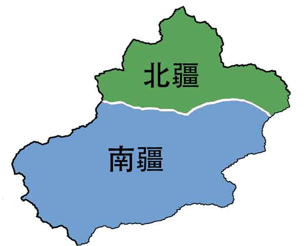 Dividing Xinjiang into north and south regions