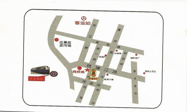 Map of the Super 8 near the Urumqi Train Station