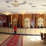 The lobby of the International Trade Grand Hotel in Urumqi, Xinjiang