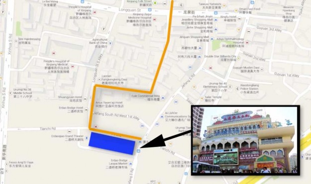 A Map of the Urumqi Walking Tour in Xinjiang