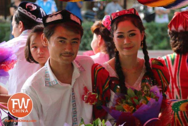 A Uyghur couple getting married in Turpan, Xinjiang