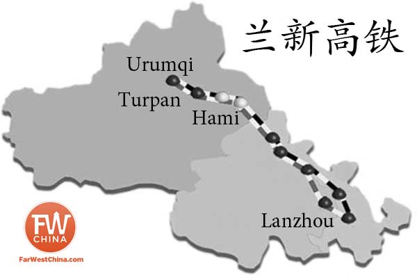 A Map of the LanXin High Speed Train in Xinjiang and Gansu