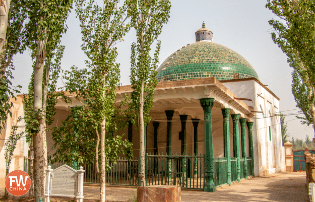 A prayer hall at Kashgar's Apak Khoja Mausoleum in Xinjiang, China