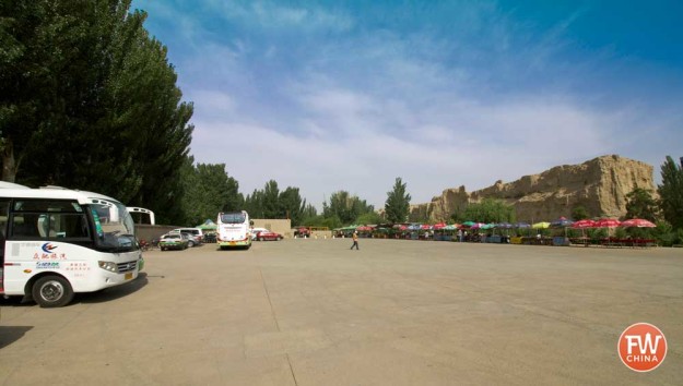 The current parking lot of the Jiaohe Ancient City in Turpan