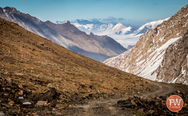 A view of the TianShan in Xinjiang shrouded in clouds